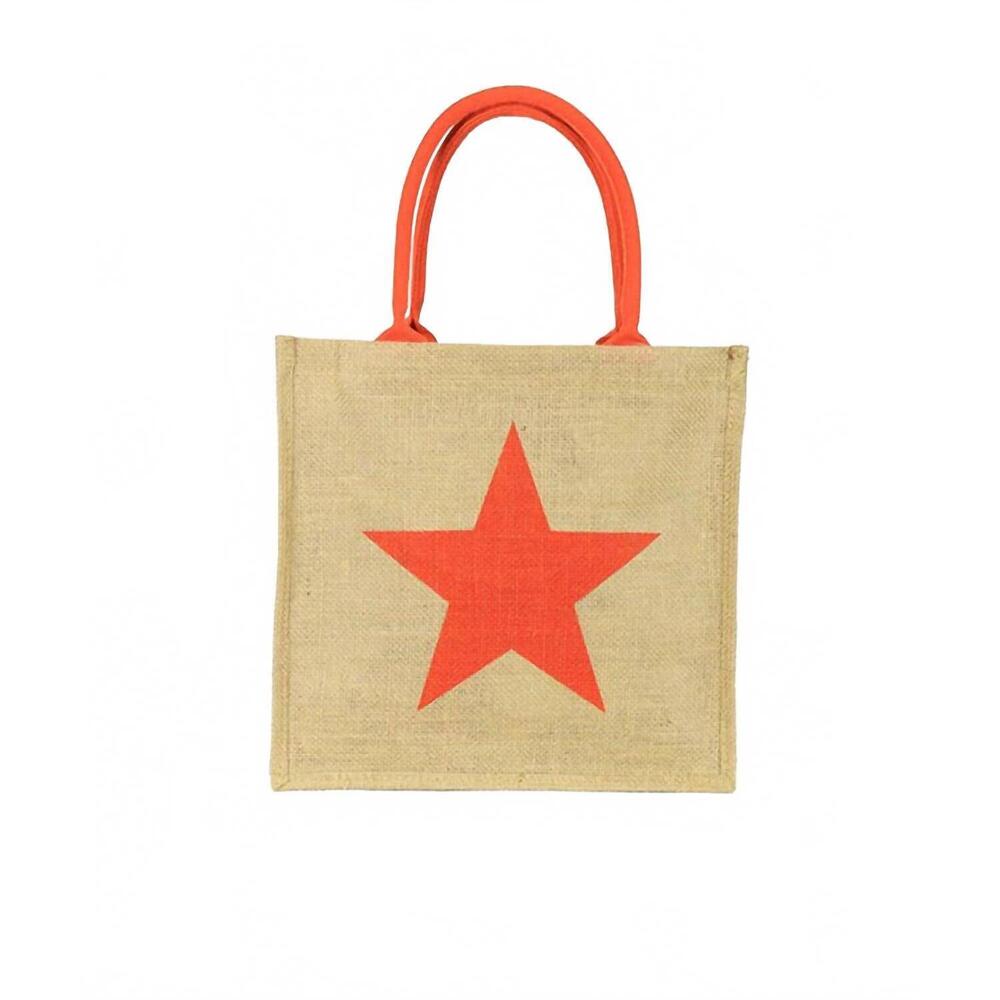 NEW 22TOTE women's lightweight star straw tote bag in orange tan